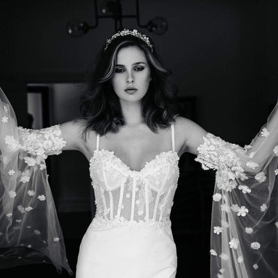 Model wears Nita bridal gown by Atelier Wu