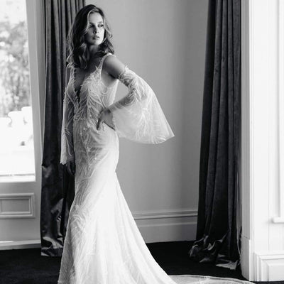 Model wears Nicolette bridal gown by Atelier Wu