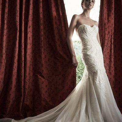 Model wearing Farica wedding gown