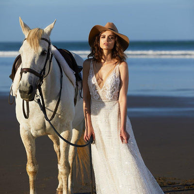 Model wearing Ivonne wedding gown