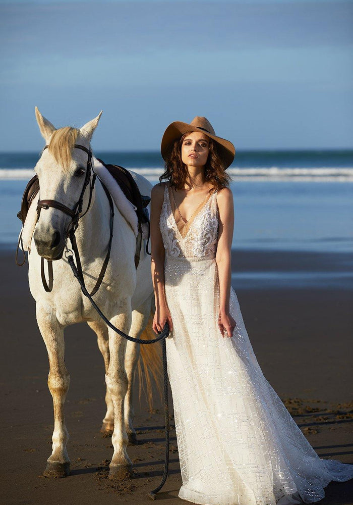 Model wearing Ivonne wedding gown