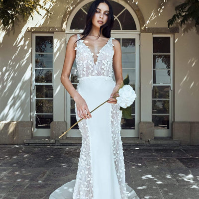Model wearing Naomi wedding gown