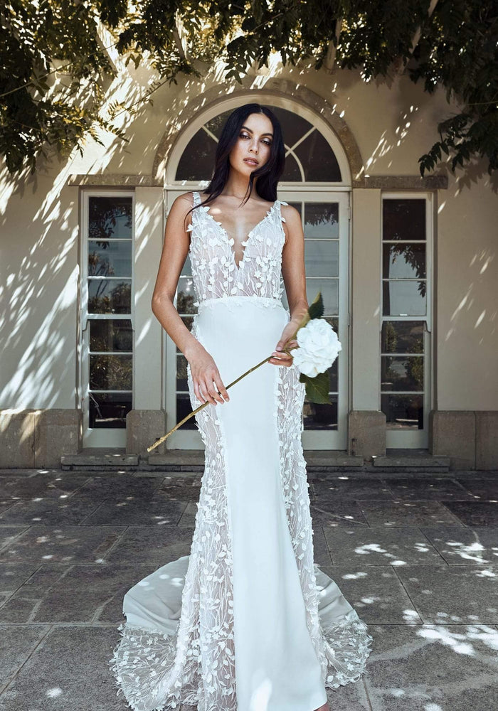Model wearing Naomi wedding gown