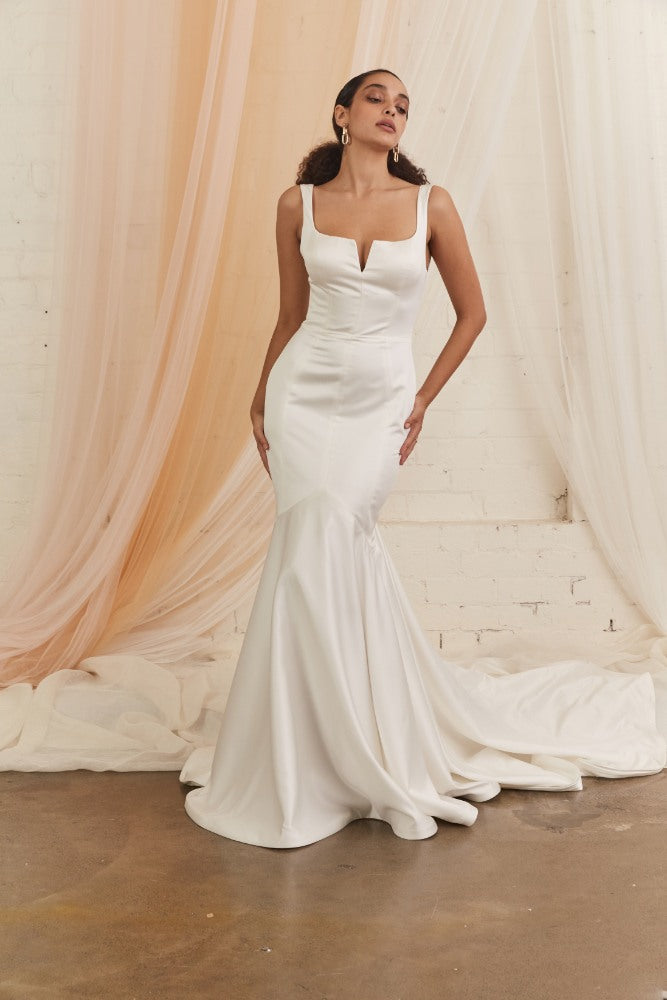 Model wearing Georgia wedding dress