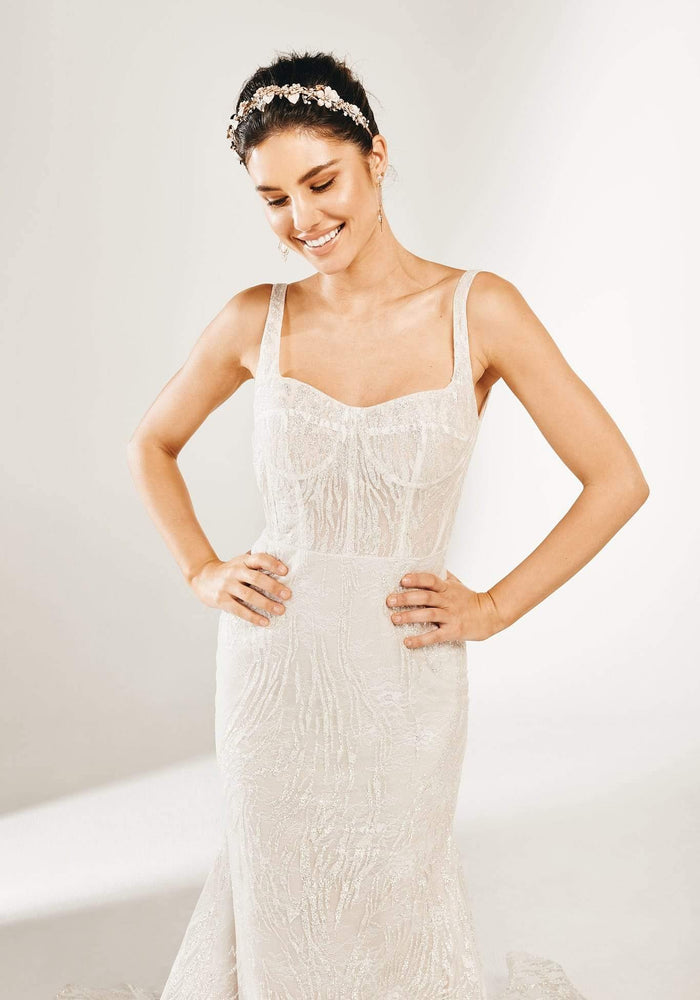 Model wearing Oleesa wedding gown