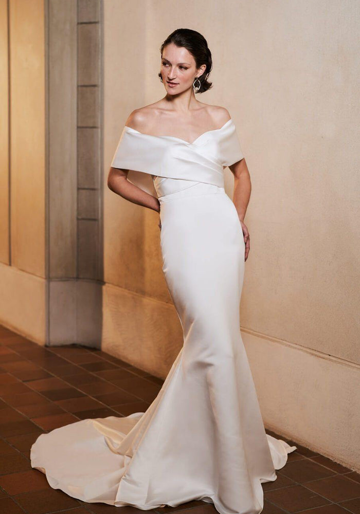 Model wearing Serenity wedding gown