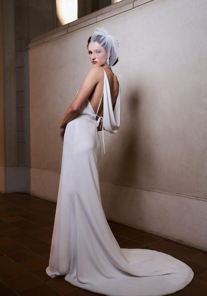Model wearing Skylar wedding gown