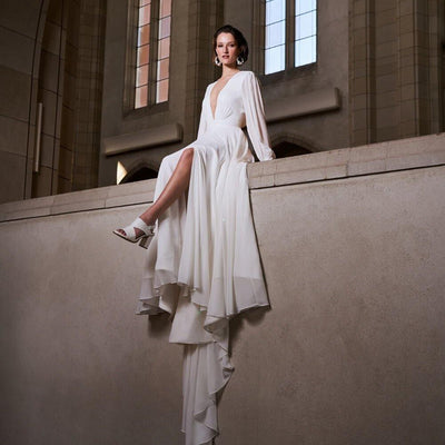 Model wearing Serena wedding gown