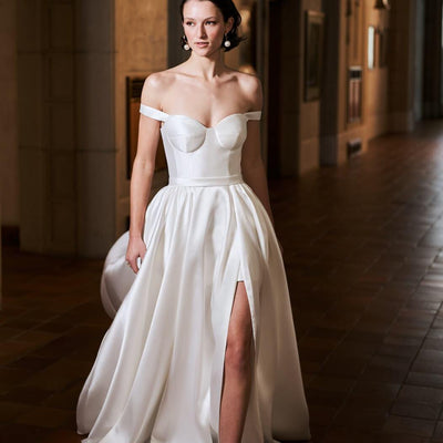 Model wearing Selene wedding gown