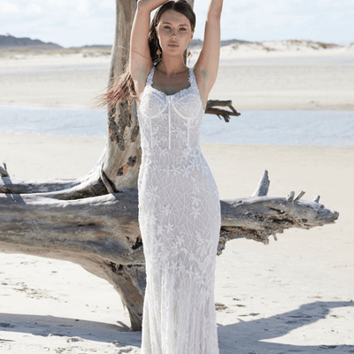 Model wears Orion bridal gown by Atelier Wu